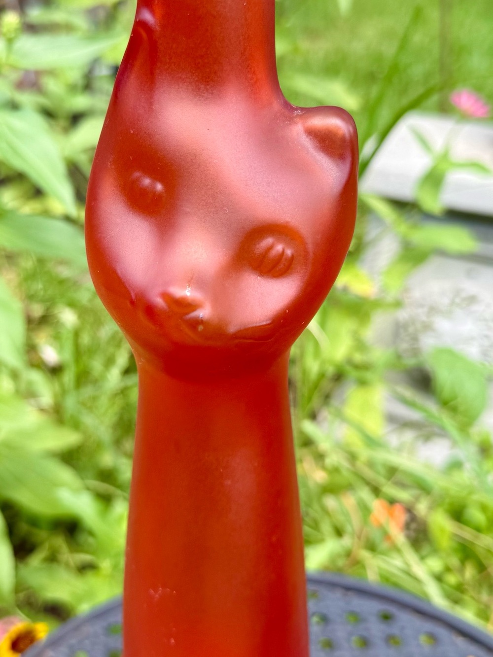 Moselland Happy Cat Frosted Orange Wine Bottle with stopper